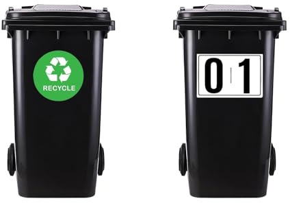 Tivleed Bin Stickers, Bin Stickers for Wheelie Bins, Wheelie Bin Numbers - 11 Piece Set with PVC Labels, Weatherproof & Customisable for Outdoor Bins