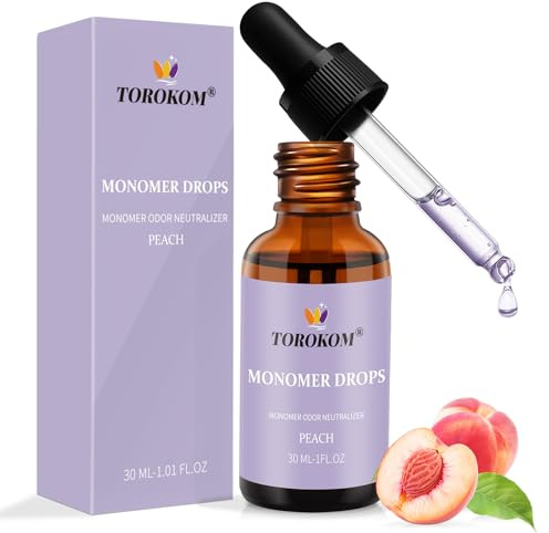 TOROKOM Acrylic Monomer Odor Neutralizer 30ml, Peach Fragrance Deodorizer for Acrylic Liquid with Dropper, Smell Eliminator for Nail Salon Technicians & Home Nail Art