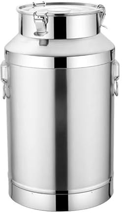 Suppentopf – Milchkanne aus Edelstahl 304, Eimer, Flüssigkeitsbehälter, auslaufsicherer Milcheimer mit Griff und versiegeltem Deckel for Kaffee, Mehl, Getreide, Reis, Öl, Wein(100L)