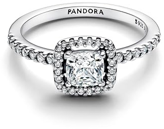 PANDORA Damen-Ring Silber Funkelndes Quadrat Heiligenschein 193555C02