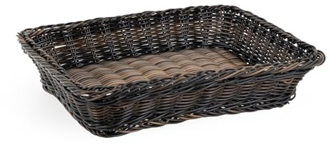 TECHNICA Brotkorb aus Polyrattan – Korb 325x265x65 mm | Korb geflochten Ideal für Buffet & Gastronomie – Spülmaschinengeeignet – Aufbewahrungskorb Robustes Design in Schwarzbraun