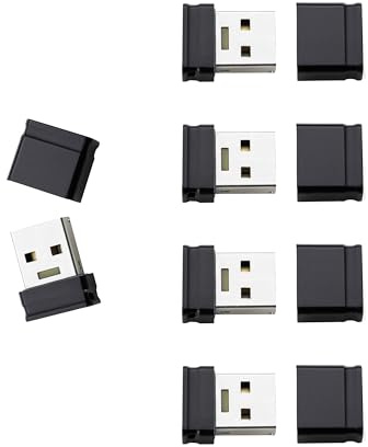 Intenso Micro Line - Chiavetta USB da 16 GB, confezione da 5 pezzi, mini USB 2.0, supporto compatto per PC, laptop, auto e TV, colore nero, 5 x 16 GB
