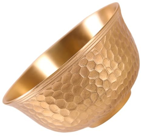 SAFIGLE Bol Rond Métal Martelé pour Cérémonies Rituelles Bassin de Prière Laiton Saladier Métal pour Service Élégant et Décoration