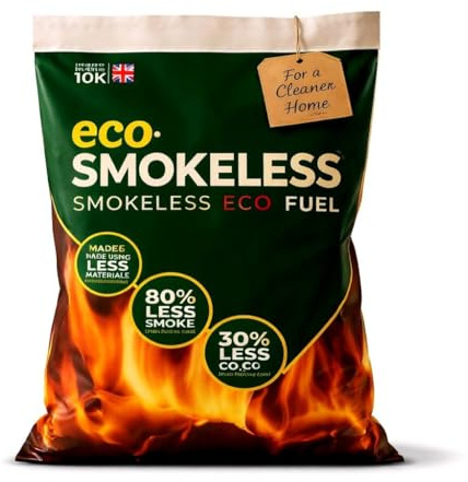 Eco Smokeless Coal 10kg - Made With crushed olive stones | Less C02 More Heat | Lasts Longer Than Coal Or Wood | Suitable For Open Fires And Multi-fuel Stoves