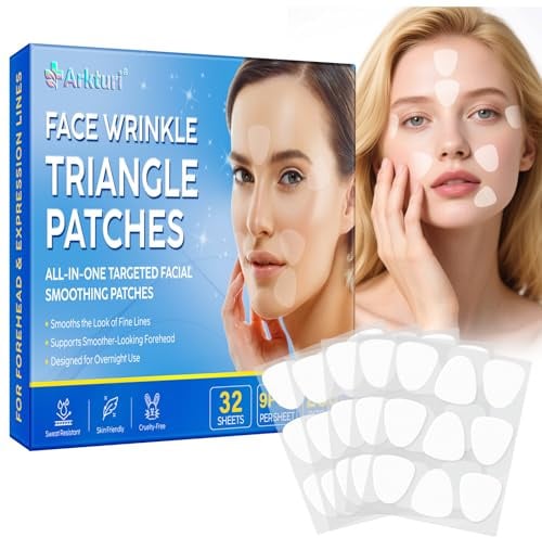 Patch Anti Rides Triangle 288 Pièces,Patch Front Silicone Réutilisable, Lifting Visage Anti Âge,Réduit Rides et Ridules,Patch Anti Rides Front, Pattes d’Oie,Sillons Nasogéniens,Soin Nuit Raffermissant
