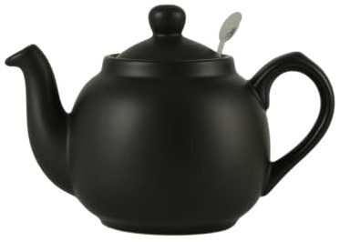 London Pottery Rustic Teapot with Infuser, Ceramic Matte Black, 2 Cup (600ml)