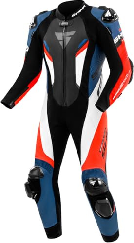 SHIMA Hyper RS perforierte 1-Teiler Motorrad Lederkombi, schwarz/weiß/rot/blau, 54