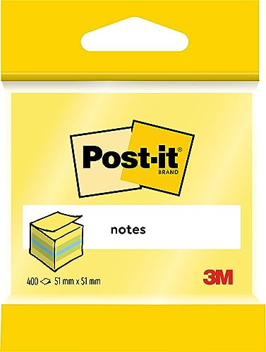 Post-it Notes Mini Würfel, Gelb, Blau und Grün, 400 Blatt, 51 mm x 51 mm - Selbstklebende Notizzettel für Notizen, To-Do-Listen und Erinnerungen