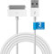 Waytex 11211 Cordon USB 2m blanc pour iphone Dock 30 broches, Cable chargeur pour iphone 3G, 3GS, 4, 4S, ipod et ipad 1,2,3