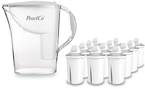 Jarra con filtro de agua PearlCo estándar clásico - blanco - 12 +1 cartuchos estándar incluidos