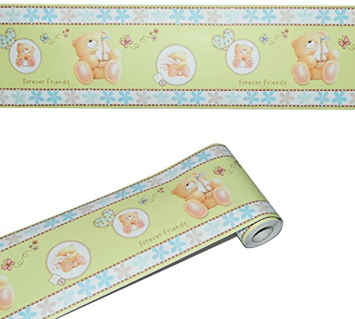 alles-meine.de GmbH 5 m Bordüre/Wandtattoo - selbstklebend - Teddy Bären Forever Friends - Wandsticker Aufkleber Kinderzimmer - für Mädchen Baby Borte Wandbordüre Tapetenbo..