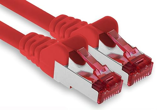 1aTTack.de - 1x 7,5 m câble de brassage CAT6 S/FTP PIMF blindage CAT.6 câble réseau RJ45 câble Ethernet DSL LAN routeur commutateur modem panneau de brassage - rouge - 1 pièce