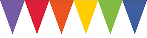 Amscan 120098-90-55 - Wimpelkette Regenbogen, Größe 17,7 x 457 cm, Fahnengirlande, Hängedeko, Dekoration, Karneval, Geburtstag, Mottoparty