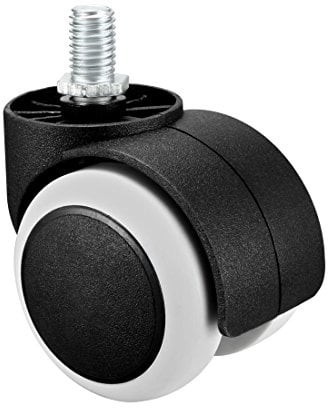 sourcing map 5Stk Zwillingsrad Bürostuhl Räder 2 Zoll PU M10x14mm Gewindestiel Weiß