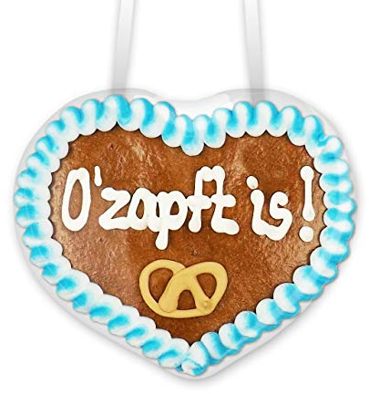 Lebkuchenherz O'zapft is! - 8x8cm - Wiesn Lebkuchenherzen mit Spruch verschenken - Perfekte Deko für Okotoberfest Mottoparty