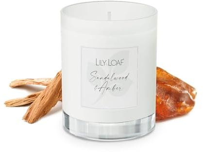 Lily & Loaf Sandalwood & Amber Soy Wax Candle – Woody & Warm Scented Candle, Phthalate Free, Approx. 40 Hour Burn Time