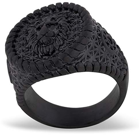 Akitsune Imperator Ring | Design-Ring Frauen Herren Edelstahl Groß Löwe König Siegel