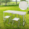 ECD Germany Campingtisch Set mit 4 Hocker, 120x60x55/63/70 cm höhenverstellbar, klappbar, Weiß/Creme, aus Aluminium und MDF, Campingmöbel Set Klappmöbel Klapptisch Falttisch Gartentisch mit 4 Stühle