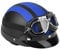 Vintage motorcycle helmet with glasses size, universal motorcycle scooter synthetic leather open face half helmet & visor UV glasses black(blue)