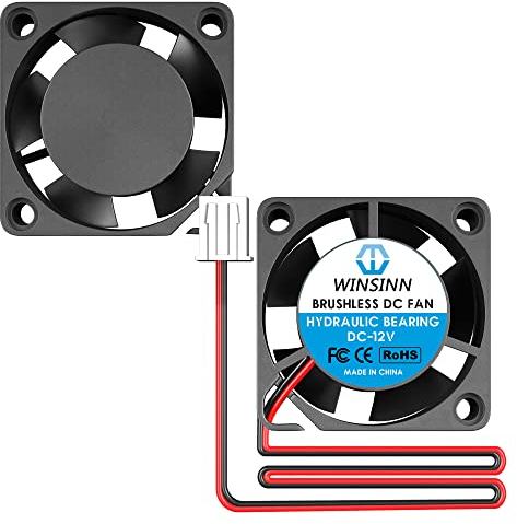 WINSINN Mini ventilador de 20 mm, 12 V, rodamiento hidráulico, sin escobillas, 20 x 10 mm, alta velocidad (paquete de 2 unidades)