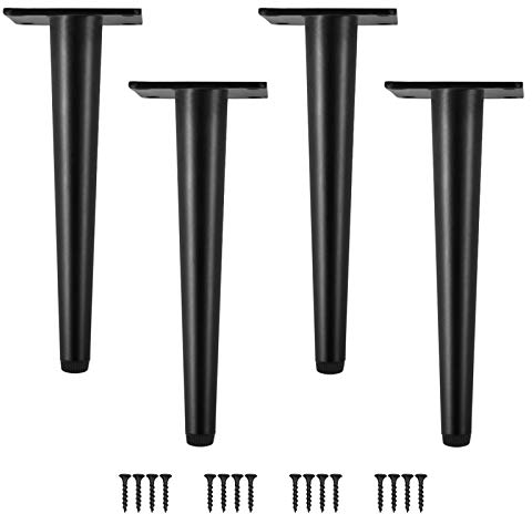 SIVIKIO Pieds de Table 4 PCS Pieds d'Armoire en Acier Inoxydable Noir, Coniques, 30cm, 4 Pièces