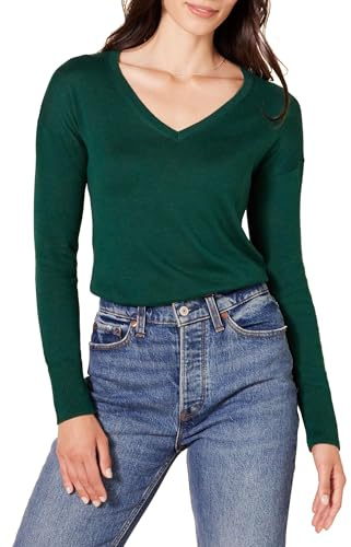 Amazon Essentials Jersey Túnica Ligero de Manga Larga Cuello en V Corte Normal Mujer (Disponibles en Tallas Grandes)