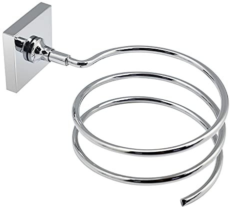 Gedy Manila, Porta asciugacapelli Cromato, Misure 8,9 x 10,4 x 13,5 CM e Peso 0,1 kg, Porta phon Realizzato in Acciaio Inox 304, Cromall e Vetro Satinato, 15 Anni di Garanzia, Design R&S