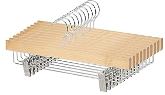 Amazon Basics Appendiabiti in legno con clip, confezione da 10, 36 x 16 cm, naturale