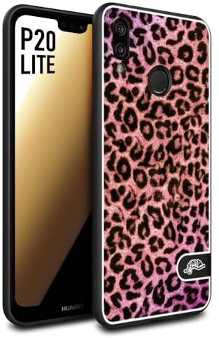 CUSTOMIZZA - Custodia cover nera morbida in tpu compatibile per Huawei P20 LITE leopardato maculato donna rosa leopard
