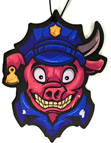 1x lustiger Bullenschwein 1312 Schweinebulle Duftbaum Lufterfrischer | Kaugummi Duft fürs Auto | Autoduft Polizei Duftspender