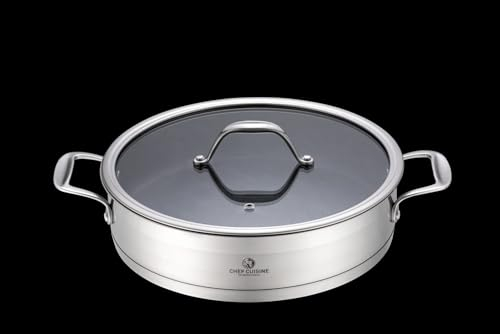 CHEF CUISINE Servierpfanne 28 cm, TEFLON™ Antihaft-Beschichtung, mit Deckel, hitzebeständig für Induktion und auch Backofen geeignet, spülmaschinengeeigent