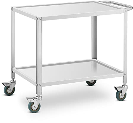 Royal Catering RCGW 12 Servierwagen 2 Borde 80 x 57 x 3,5 cm 100 kg 53 cm Abstand Servierwagen Küchenwagen Edelstahl Küchenrollwagen Rollwagen Küche