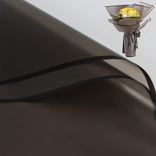 20 fogli Fiore Imballaggio Carta Fiorista Forniture Bouquet Impermeabile Spessore Fiore Imballaggio Carta Regalo o Scatola Regalo Imballaggio Carta 60x60cm (nero opaco e bordo nero)