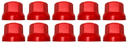 MelTruck Radmutterkappen Schutz Abdeckung Ø32 mm für Schrauben für LKW (10, Rot, Höhe: 41 mm)