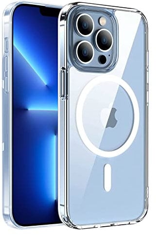 ULTRICS Magnetic Case for iPhone 13 Pro Compatible with Mag-safe Wireless Charging, Shockproof Phone Bumper Cover with Drop Protection, Anti Yellowing, Slim and Anti-Scratch Back Cover- Clear