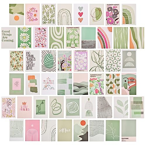 Drwosm 50 Stück Aesthetic Pictures Wandcollage-Kit Wandcollagen Aesthetic Deko Poster Set Wandkunstdrucke für Mädchen Jungen Schlafsaal Foto Display Wandkunst Collage Kit Druck Set für Raumdekoration