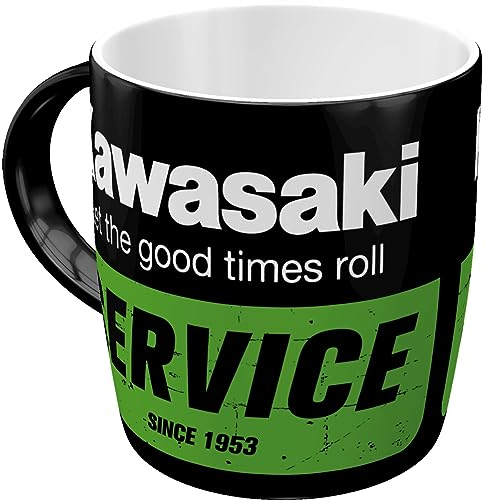 Nostalgic-Art Tazza da caffè, 330 ml, Kawasaki – Service – Idee regalo per biker, tazza in ceramica, design vintage