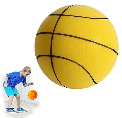 Silent-Basketball für Kinder im Innenbereich, Handleshh Silent Basketball, Leiser Basketball, Indoor-Training-Schaumstoffball (24CM, Gelb)