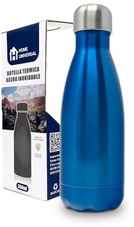 HUSL | Botella de Acero Inoxidable | Cantimplora de Acero Inoxidable | Botella termica acero | Botella escolar niño niña | Termo para oficina | Termo para Oficina | Botella sin BPA | (350ML, AZUL)
