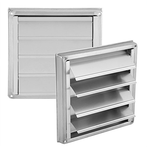 BuyWeek Rejilla Cuadrada, Rejilla de Salida de Aire de 95 mm, Rejilla de Ventilación de Acero Inoxidable con Láminas Móviles para Techo de Cocina y Baño