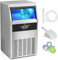 VEVOR Machine à Glaçons Commerciale 47 kg/24 h Appareil de Préparation de Glaçons 50 Bacs à Glaçons Capacité de Stockage 15 kg Nettoyage Auto sans Installation Autoportant pour Maison Restaurant Ba