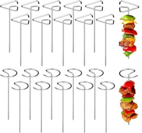 Spiedini Acciaio Spiedini per Barbecue Spiedo per Barbecue Spiedini Acciaio Inox Spiedini in Acciaio 10cm Set di 20 Spiedini Spiedini per Kebab Riutilizzabili per friggitrice ad Aria Barbecue Picnic