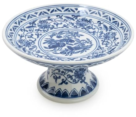 Home Deco London Sumatra Blue & White Large Ceramic Home Collection (Cake Stand 8)