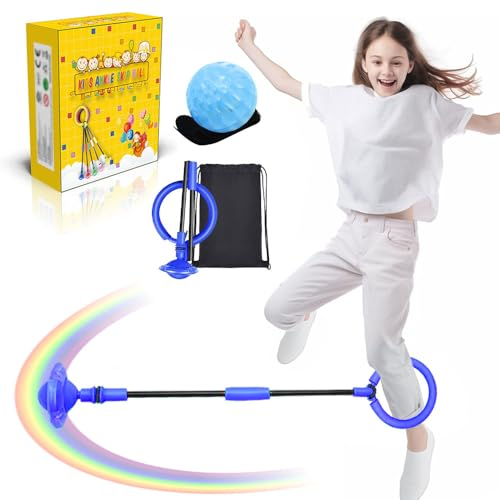 Anyingkai Cheville Balle De Saut,Anneau de Saut de Cheville,Anneau de Saut Clignotant,Pliable Jouet d'Anneau de Saut de Cheville,pour Enfants Adulte Jeu Drôle Sports Plein air (Bleu)
