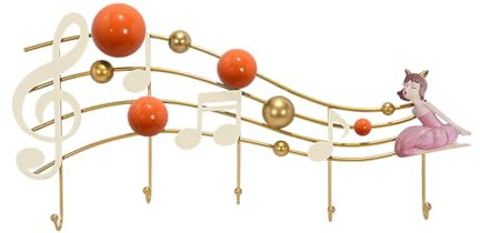 Vinbcorw Garderobe Knoepfe bunt-Mit 5/7 Haken-musiknoten und farbige Kugeln Flur Designer-Haken Wandgarderobe-hakenleiste Metall-für Kleidung, Jacken, Hüte, Taschen, Handtücher, Schlafzimmer,C,S