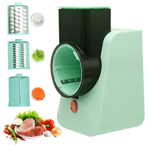 Electric Cheese Grater, Electric Vegetable Shredder, Food Processor with 5 Attachments Vegetable Slicer Salad Maker, Fruit Cutter, Spiralizer Automatic Cheese Grater