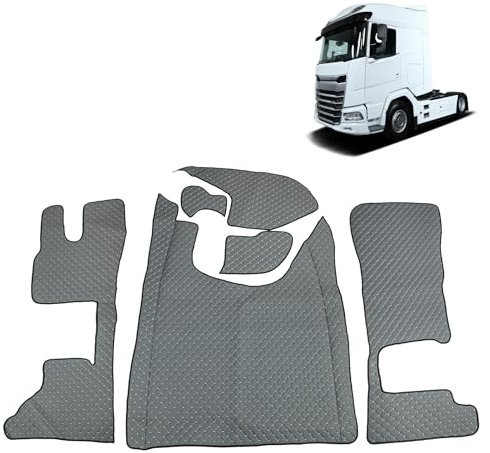 LKW Fußmatten Für DAF XG,XG+ Grau Trucks LKWs Automatisch Tunnelabdeckung Öko-Leder Interieur Zubehör LKW Dekoration,Nicht gefederter Beifahrersitz mit klappbarem Beifahrersitz