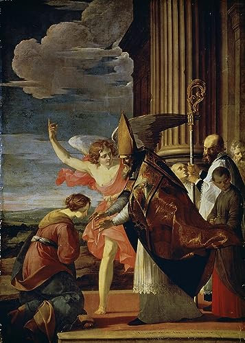 IPLUPJDY Kunstdruck Leinwand GemäLde Kunst Bilder Kunstdruck Leinwand Saint Germanus von Auxerre und Saint Genevieve von Paris von Laurent De La Hyre für Wohnzimmer-Dekor 60x90cm
