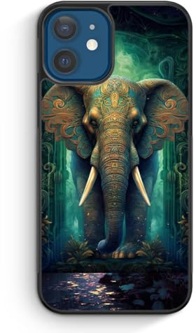 MUNIQASE Majestic Elephant - Silikon Hülle für iPhone 13 - Schöne Verzierte Ornament Tier Elefanten Elegante Schutzhülle Handyhülle Case Cover