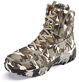 TJHRJTY Botas de hombre Botas militares del ejército para hombre, zapatos impermeables de invierno con cordones para exteriores, botines de combate táctico de camuflaje de lona transpirable para desie